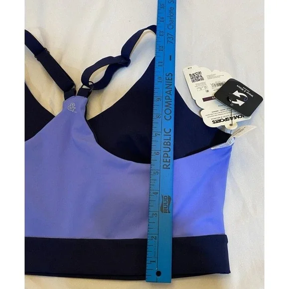 Love & Sports Navy Blue Reversible Adjustable Halter Sports Bra - New - Picture 12 of 12